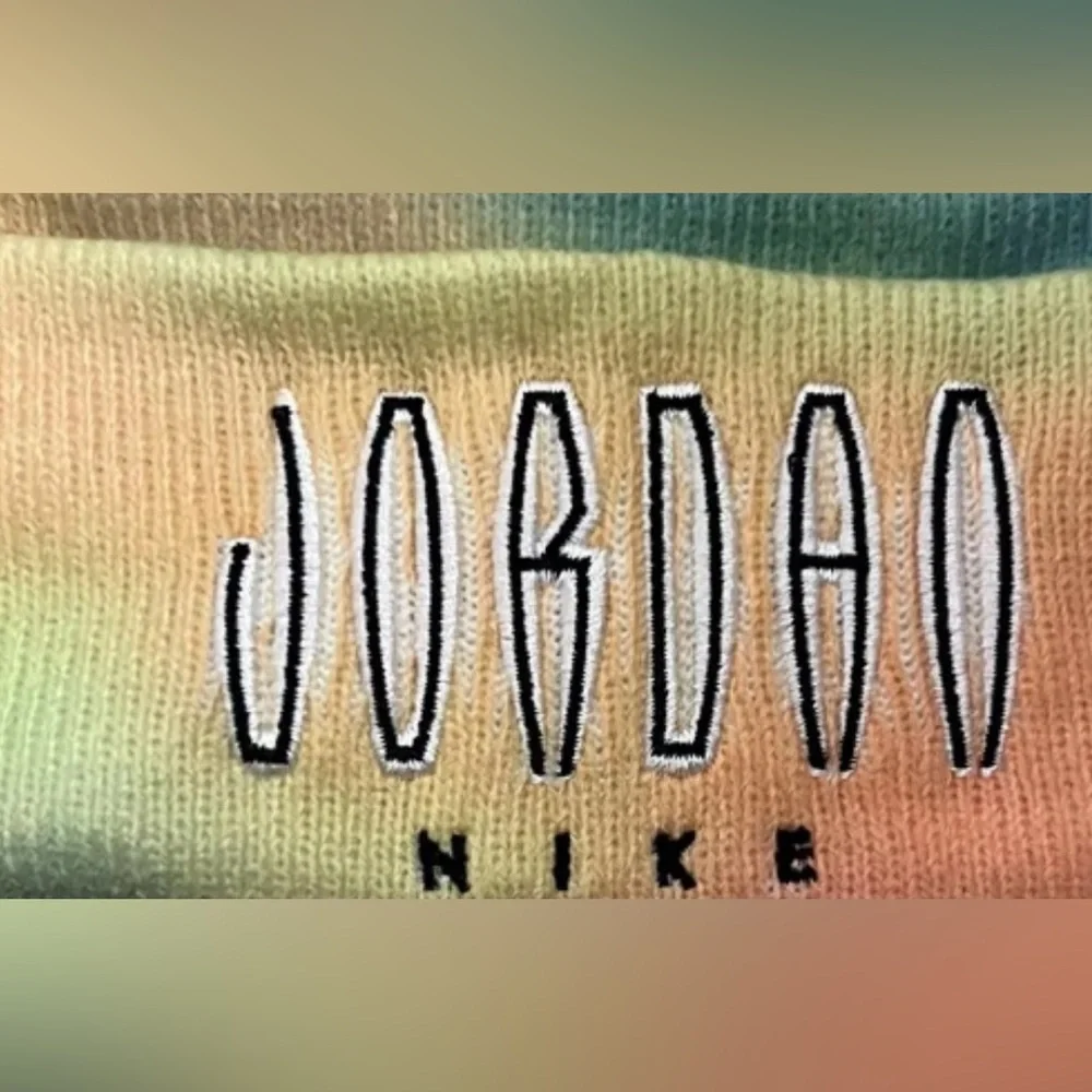 Retro Tie Dye cuff Beanie hat big kids boys nike Air Jordan yellow green orange